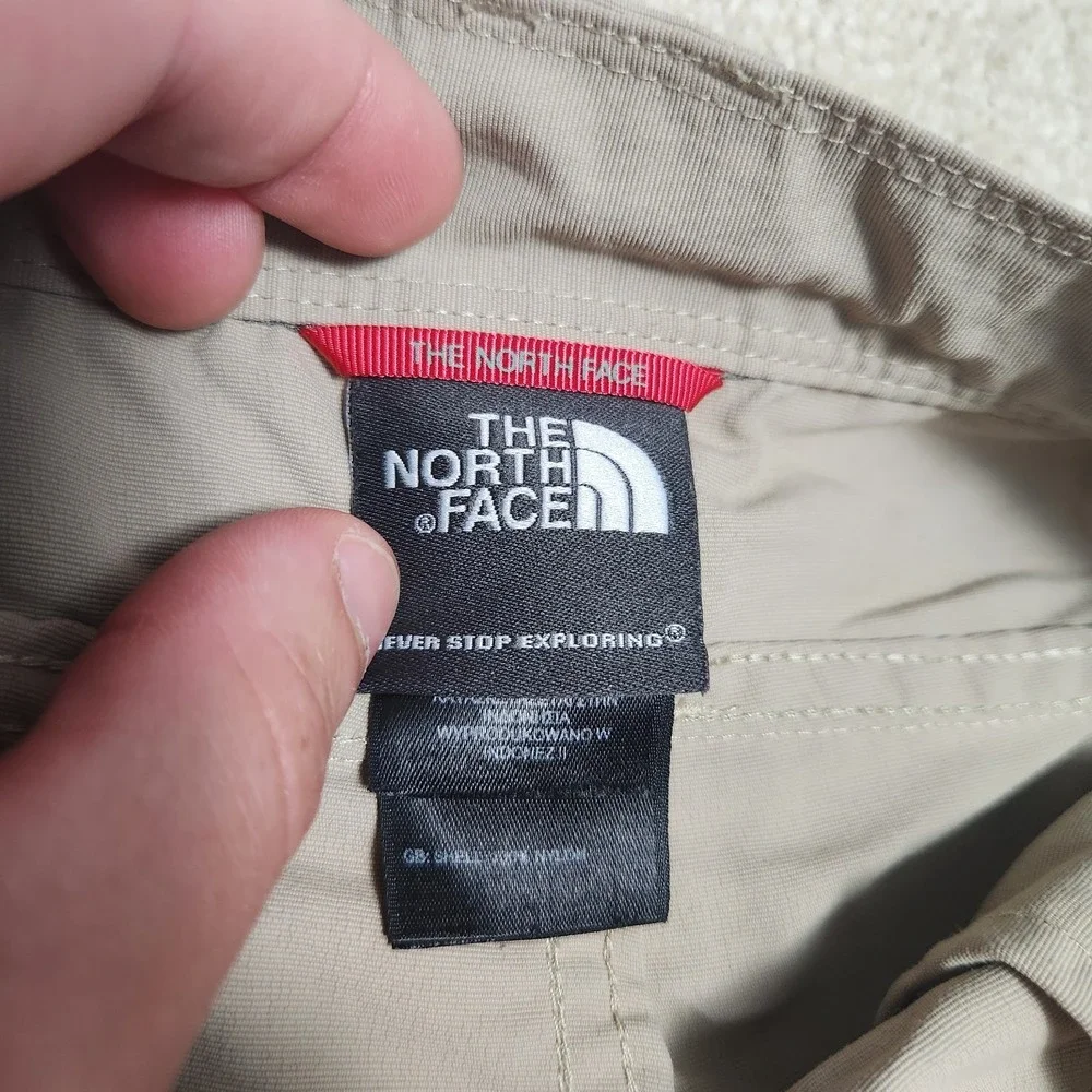 North Face Cargo Shorts Men XL‎ Elastic Waist Performance Nylon Hiking Beige